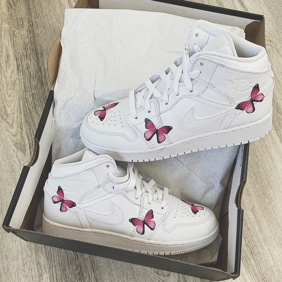 Nike custom 🦋 air jordan 1 mid sneakers - Picture 2 of 7